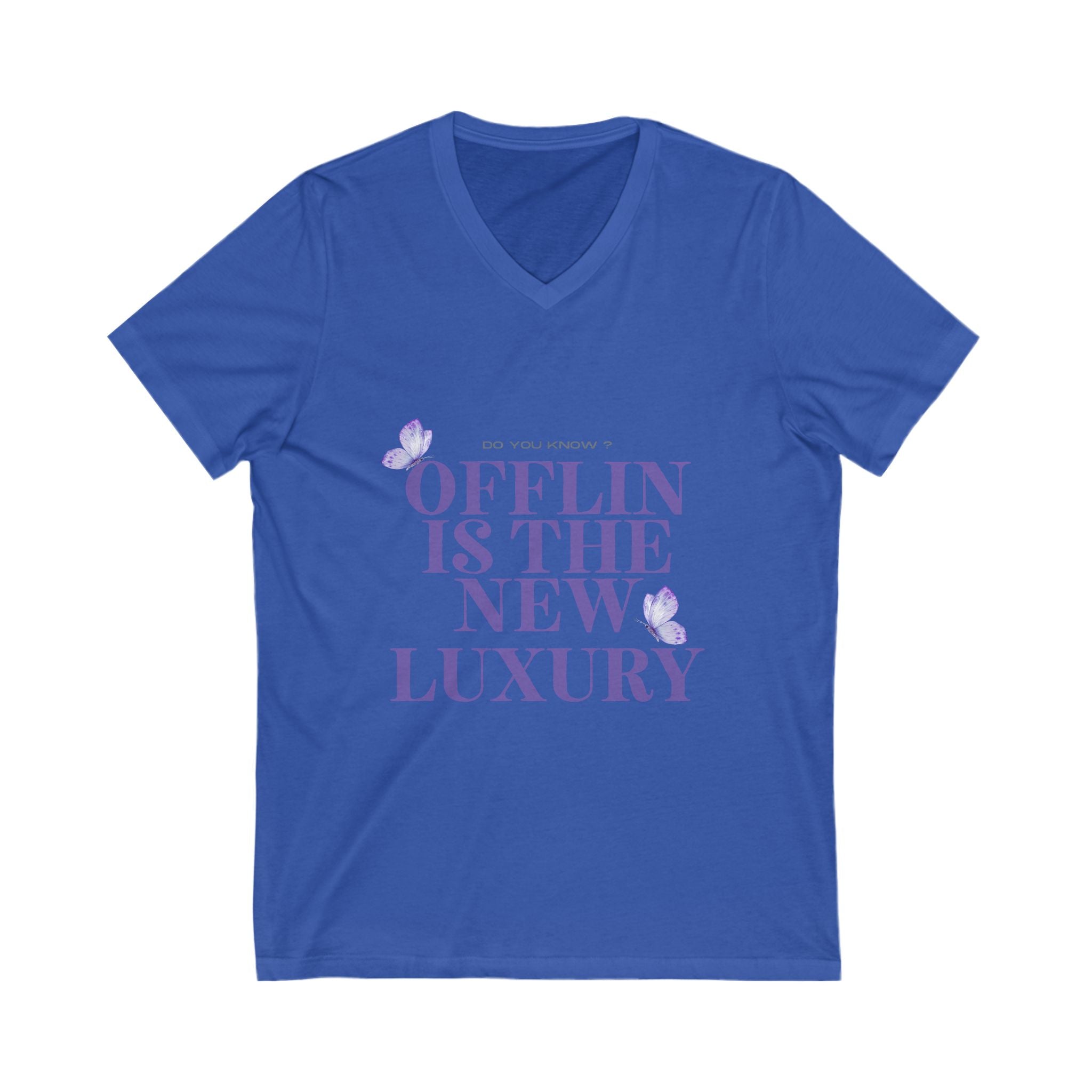 Offlin is the New Luxury V-Neck Tee, Comfortable Casual Shirt, Gift for Minimalists, Relaxed Lifestyle Top, Everyday Wear Tee
