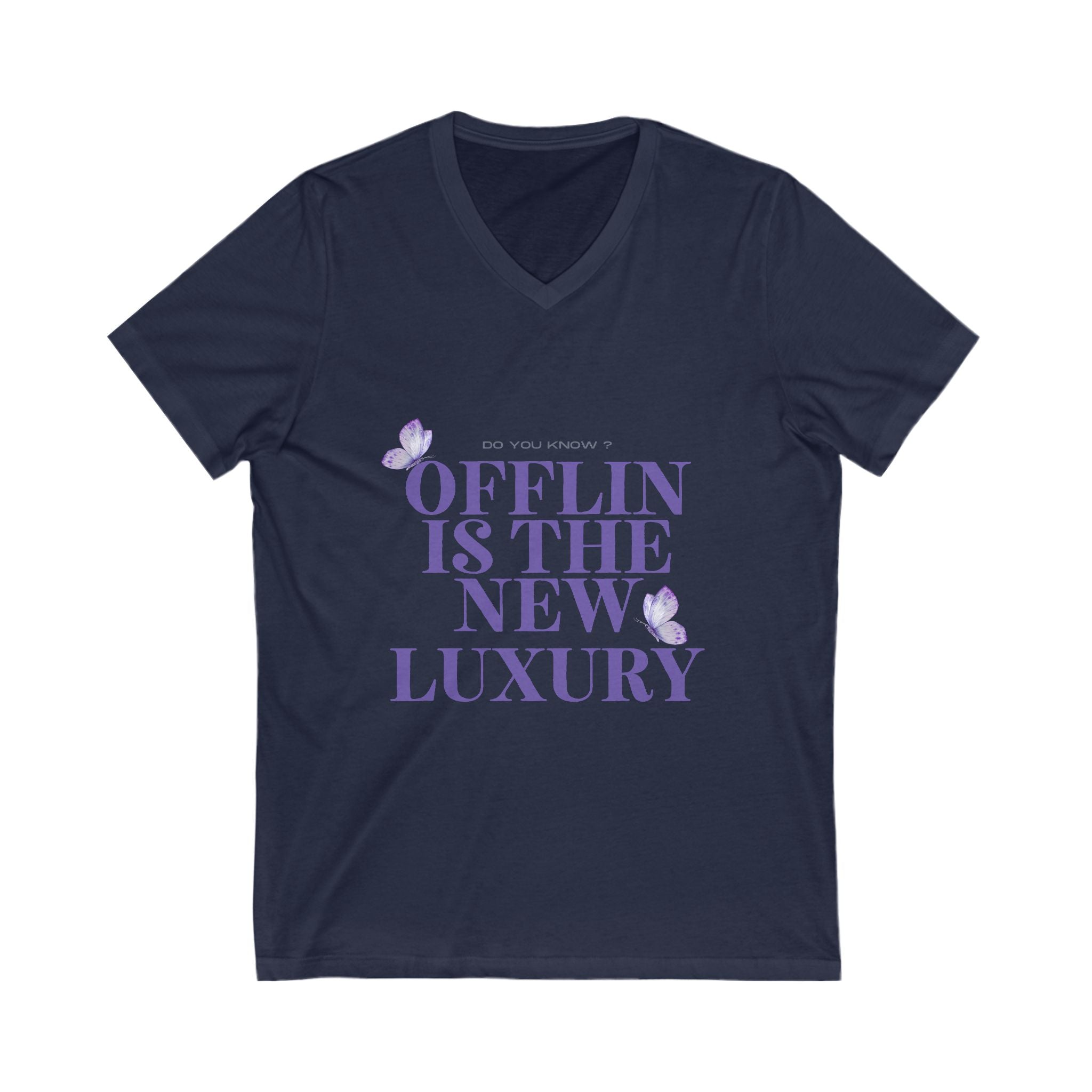 Offlin is the New Luxury V-Neck Tee, Comfortable Casual Shirt, Gift for Minimalists, Relaxed Lifestyle Top, Everyday Wear Tee