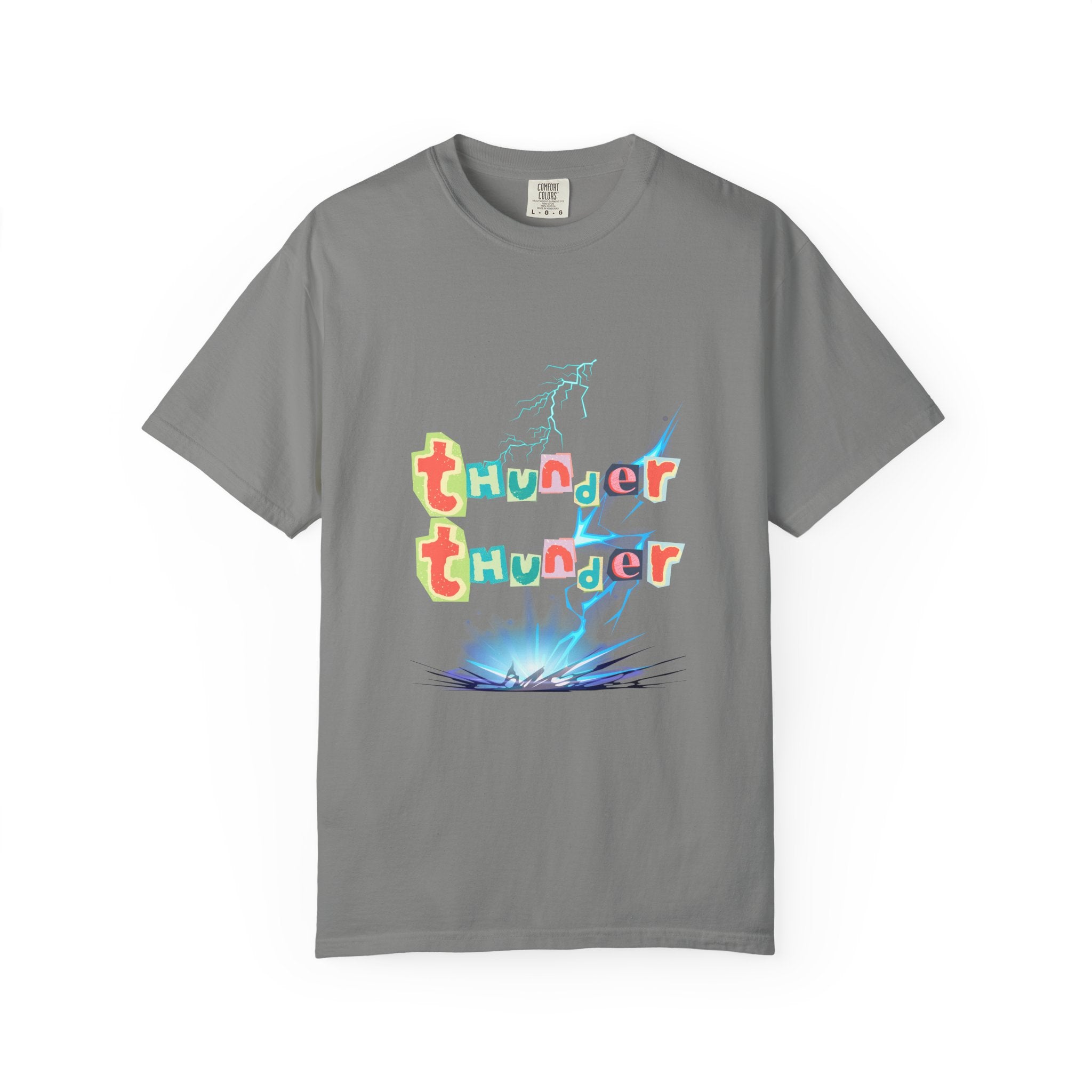 Colorful Thunder Graphic T-Shirt, Fun Casual Tee for Kids and Adults, Perfect Gift for Birthdays, Summer Outings, Music Festivals
