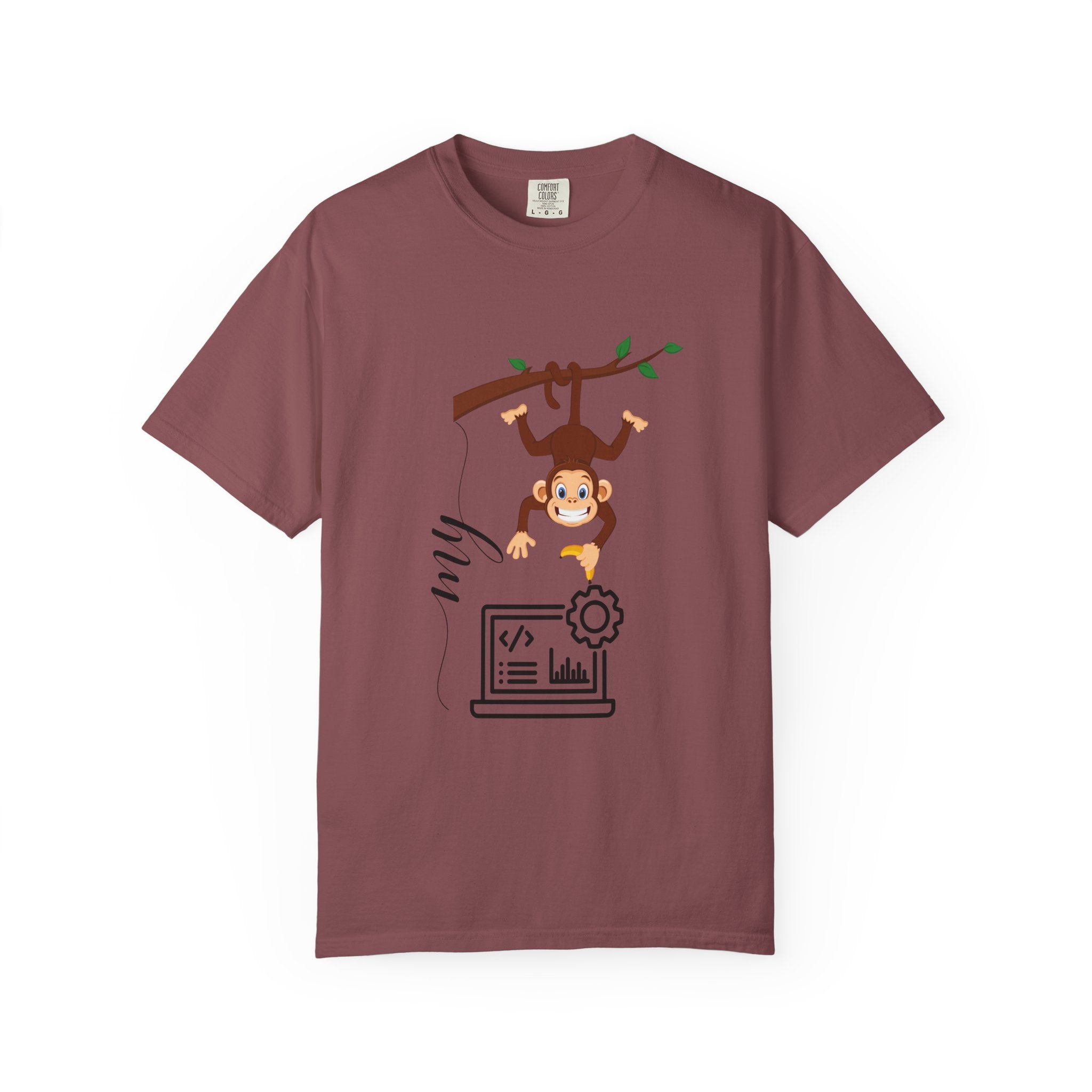Playful Monkey Graphic T-shirt, Perfect Gift for Animal Lovers, Casual Wear, Birthday Gift, Funny Tee