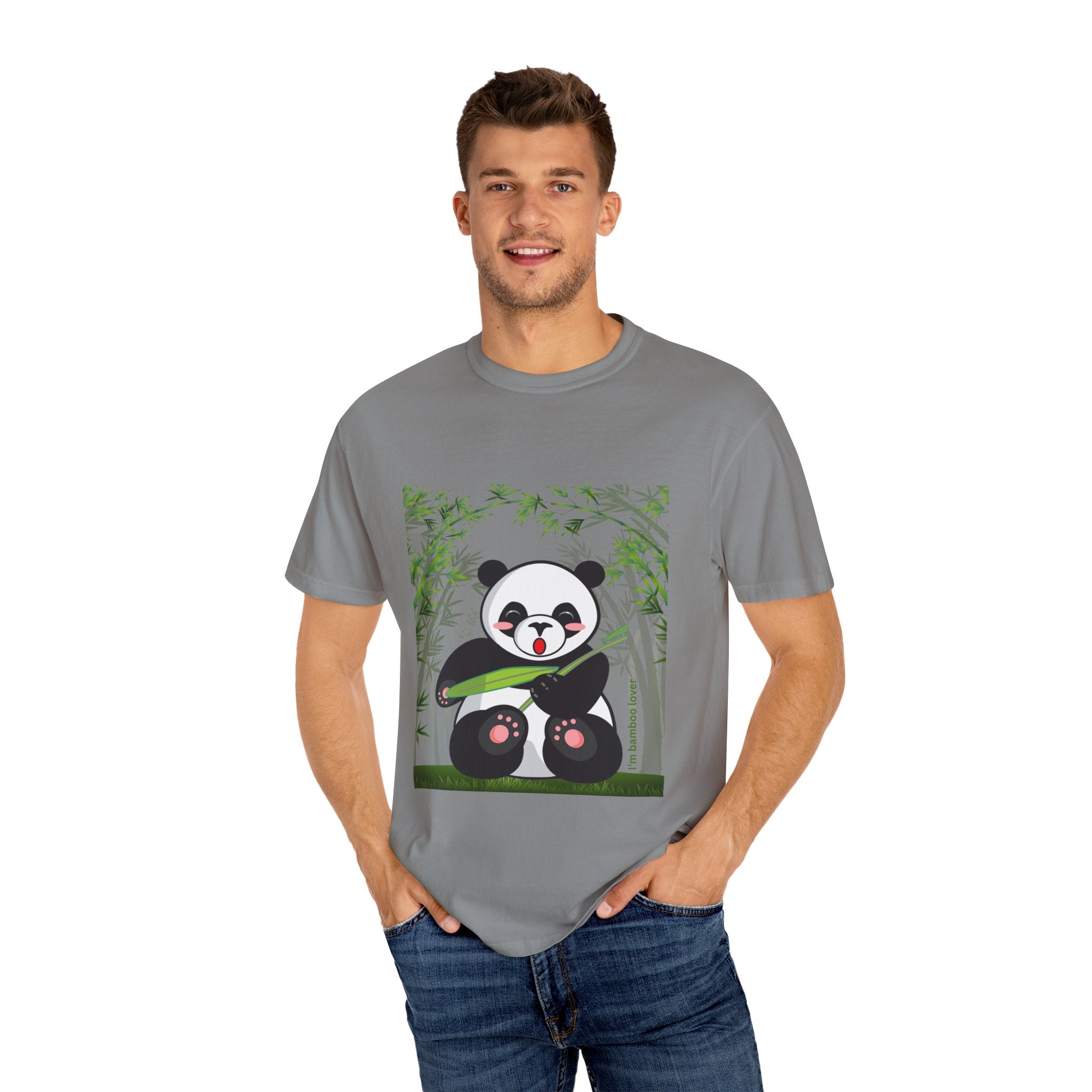 Cute Panda Garment-Dyed T-Shirt, Eco-Friendly Tee, Animal Lover Gift, Casual Wear, Graphic Tee, Cute Apparel