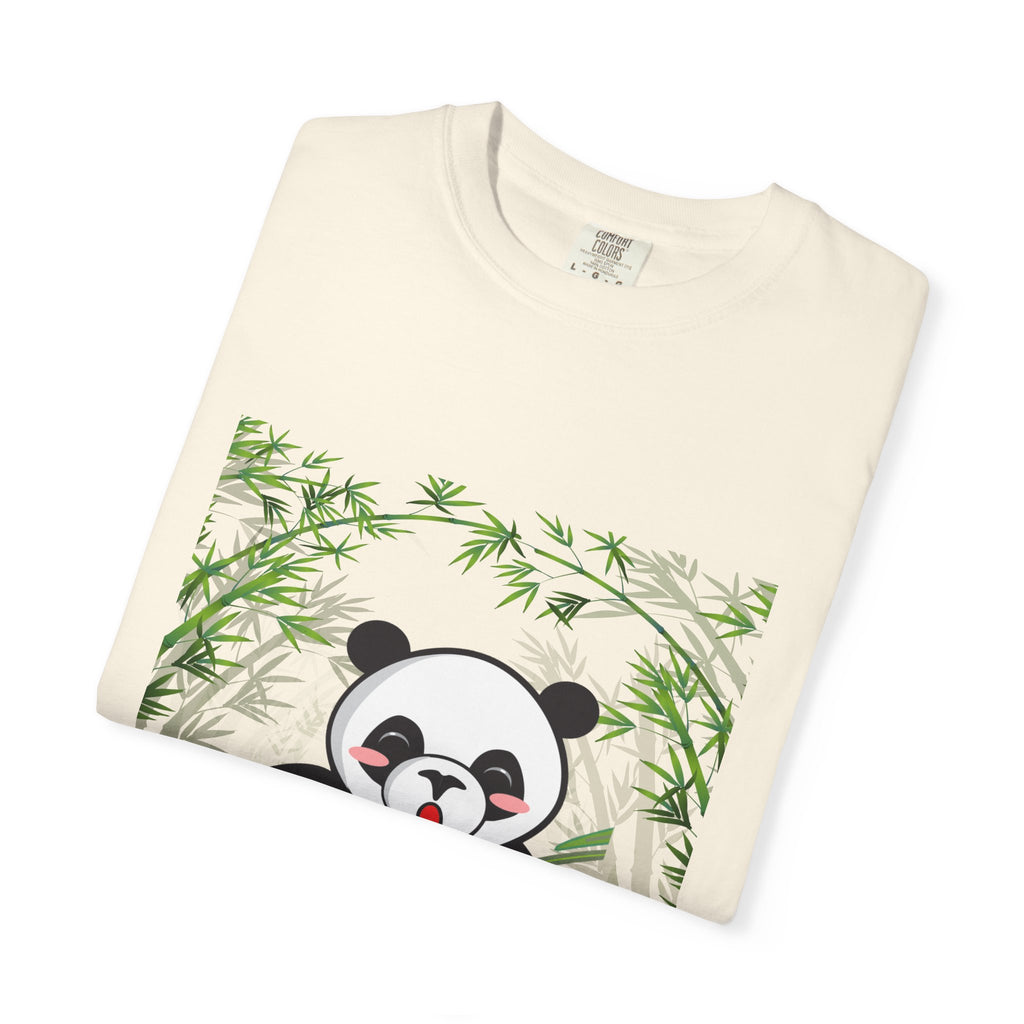 Cute Panda Garment-Dyed T-Shirt, Eco-Friendly Tee, Animal Lover Gift, Casual Wear, Graphic Tee, Cute Apparel