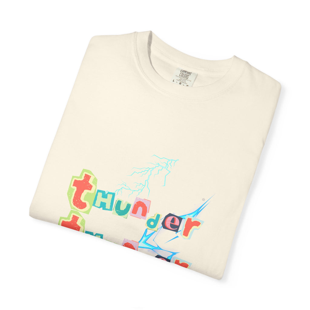 Colorful Thunder Graphic T-Shirt, Fun Casual Tee for Kids and Adults, Perfect Gift for Birthdays, Summer Outings, Music Festivals