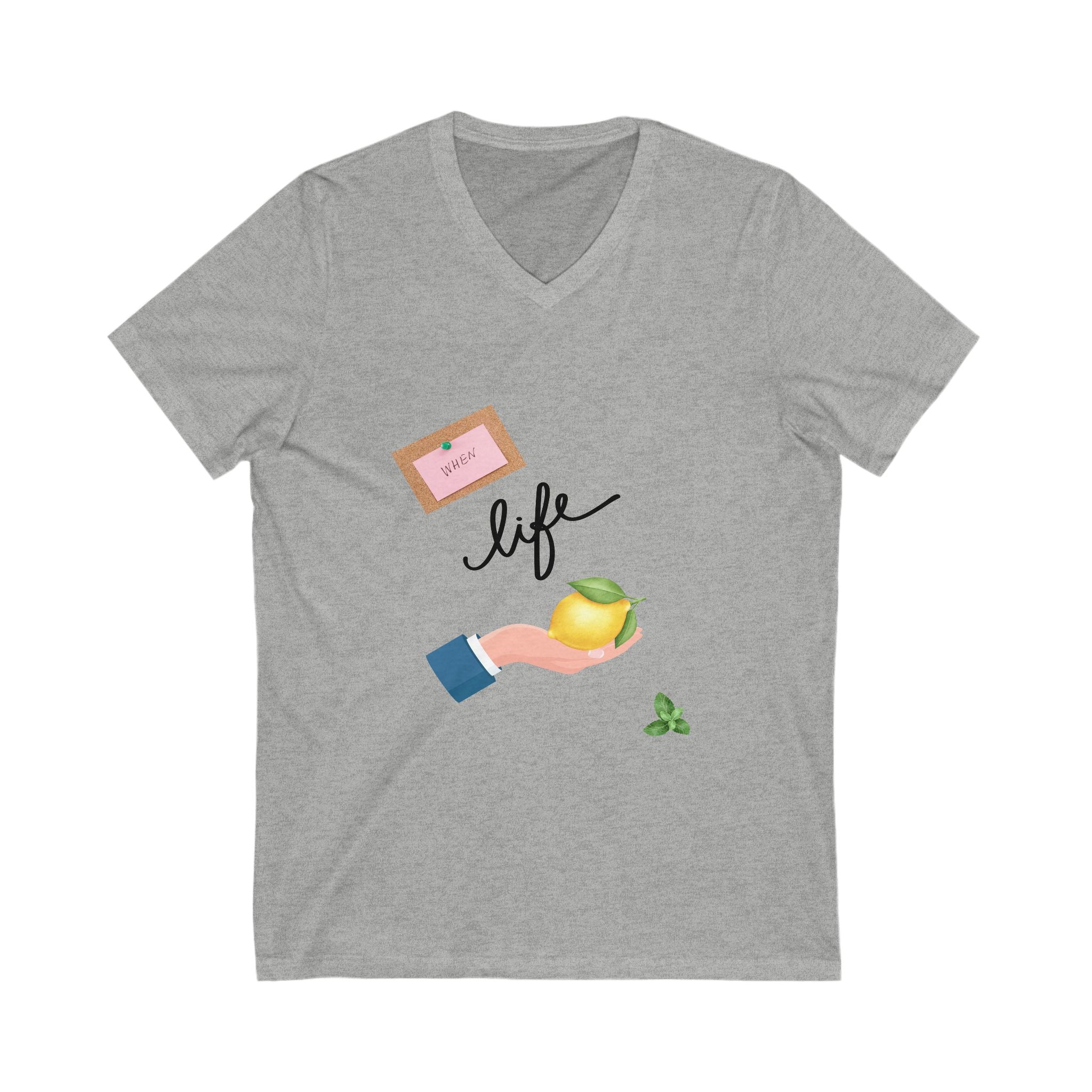 Lemon Life V-Neck Tee, Unisex T-Shirt, Positive Quote Shirt, Summer Outfit, Gift for Her, Birthday Gift Idea