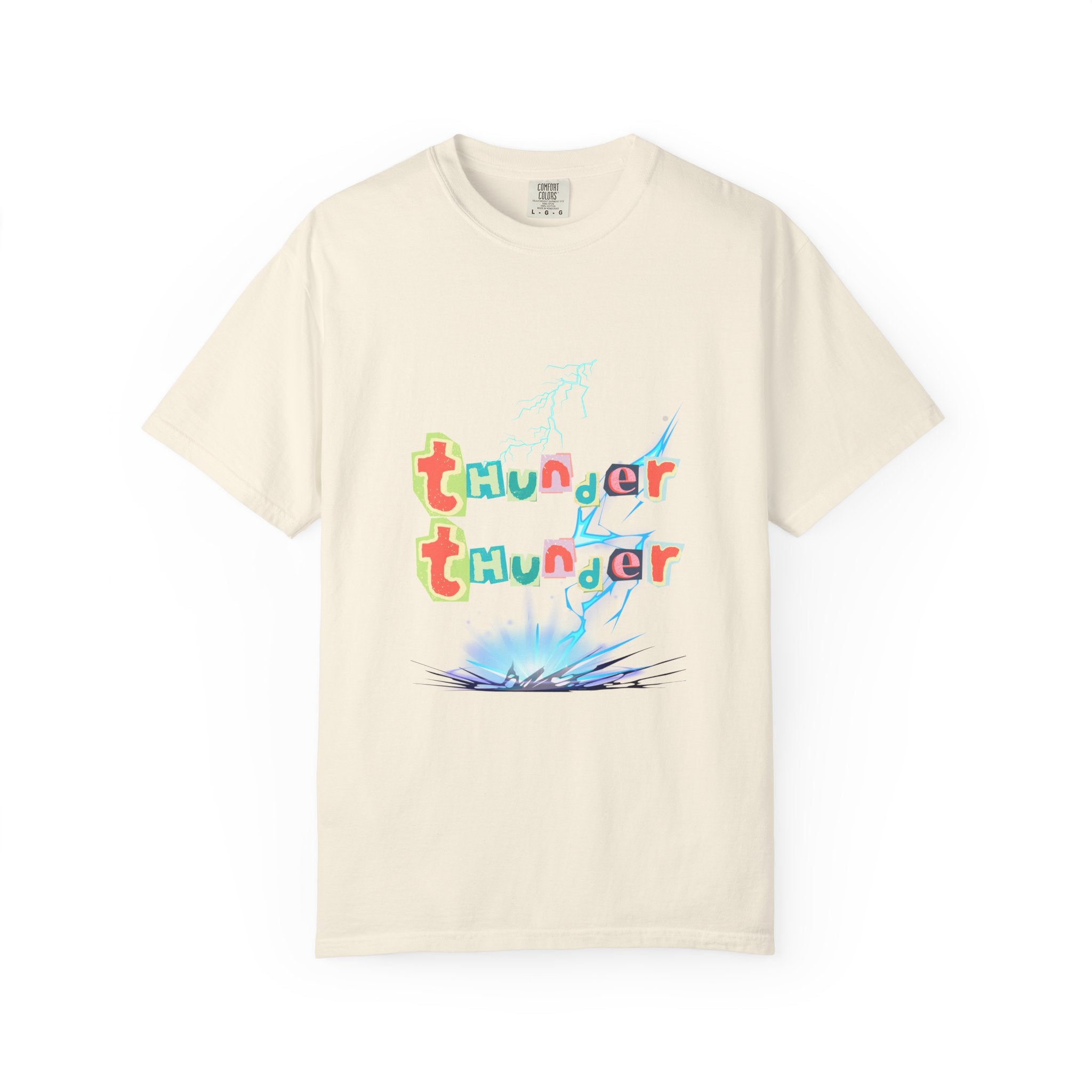 Colorful Thunder Graphic T-Shirt, Fun Casual Tee for Kids and Adults, Perfect Gift for Birthdays, Summer Outings, Music Festivals