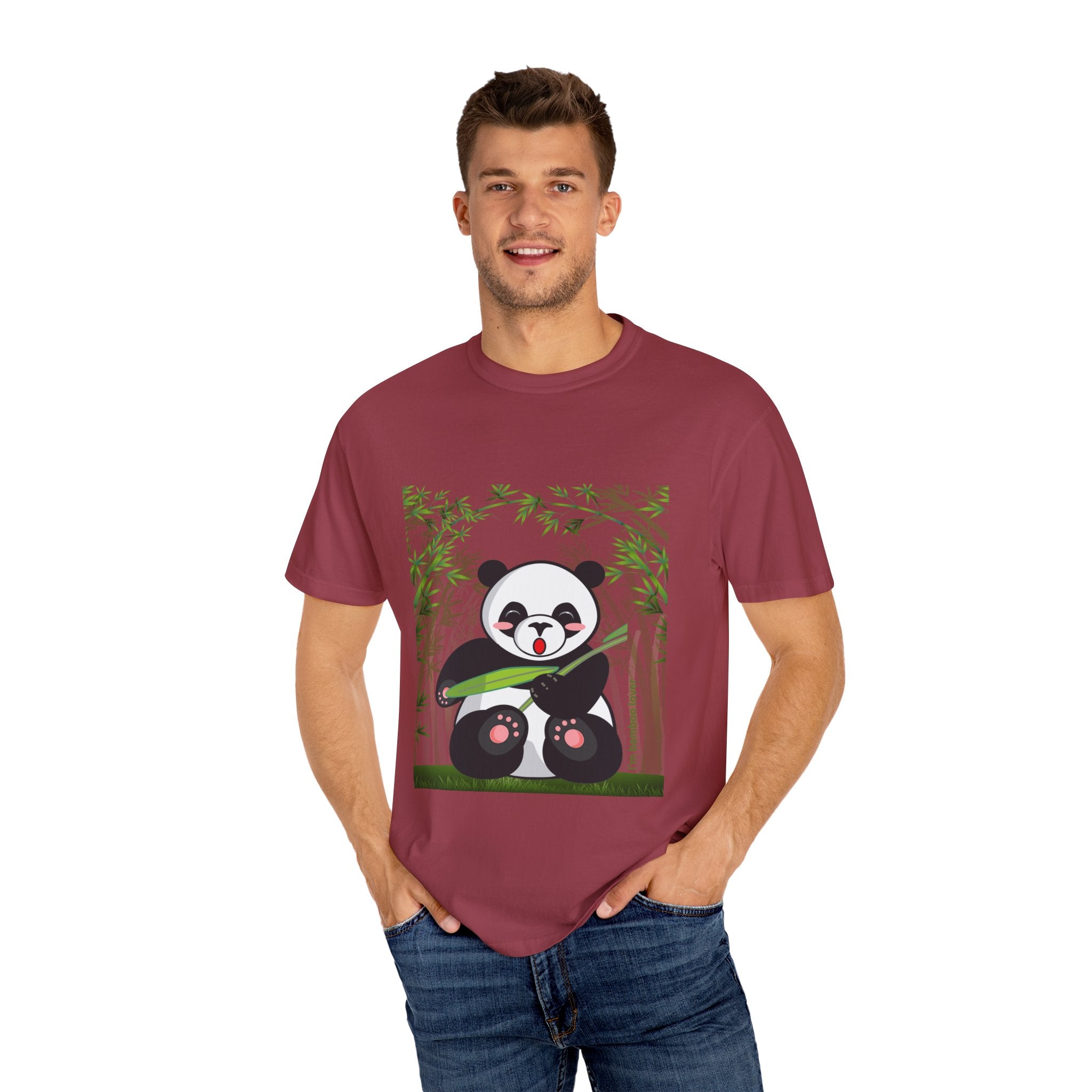 Cute Panda Garment-Dyed T-Shirt, Eco-Friendly Tee, Animal Lover Gift, Casual Wear, Graphic Tee, Cute Apparel
