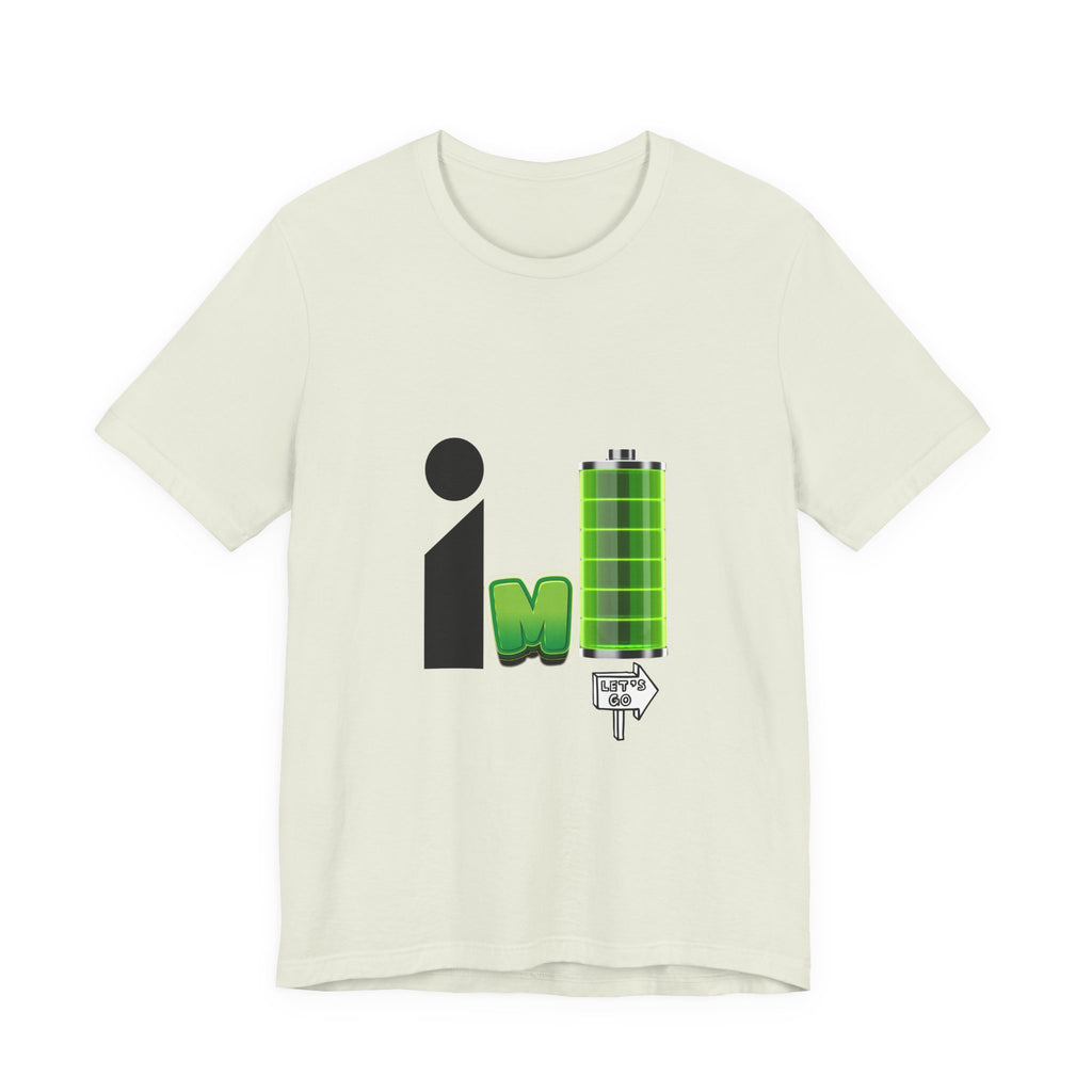 Energized Unisex Jersey Tee, Funny Graphic Tee, Rechargeable Battery Shirt, Gift for Tech Lovers, Casual Wear, Birthday Present, [...]